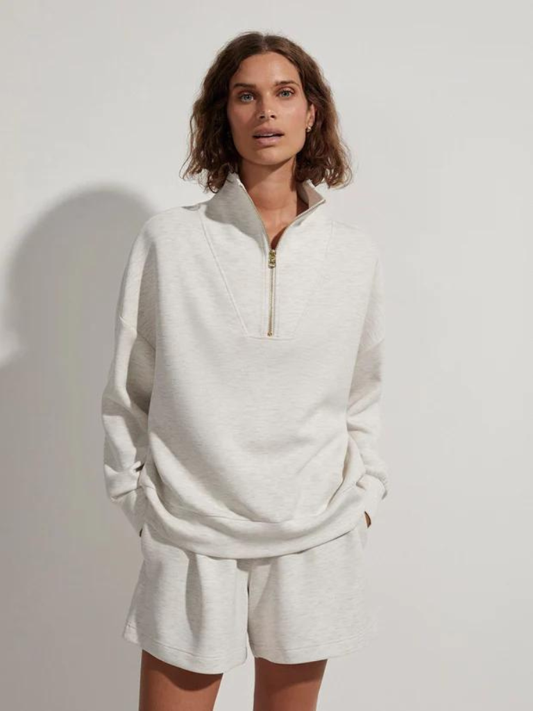 Hawley Half Zip Sweatshirt Ivory Marl – SWEAT CHIC