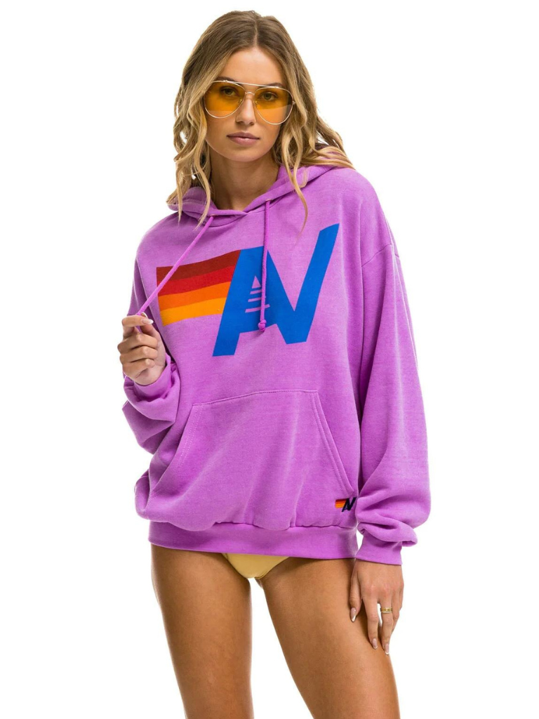 Logo Pullover Hoodie Relaxed Neon Purple SWEAT CHIC