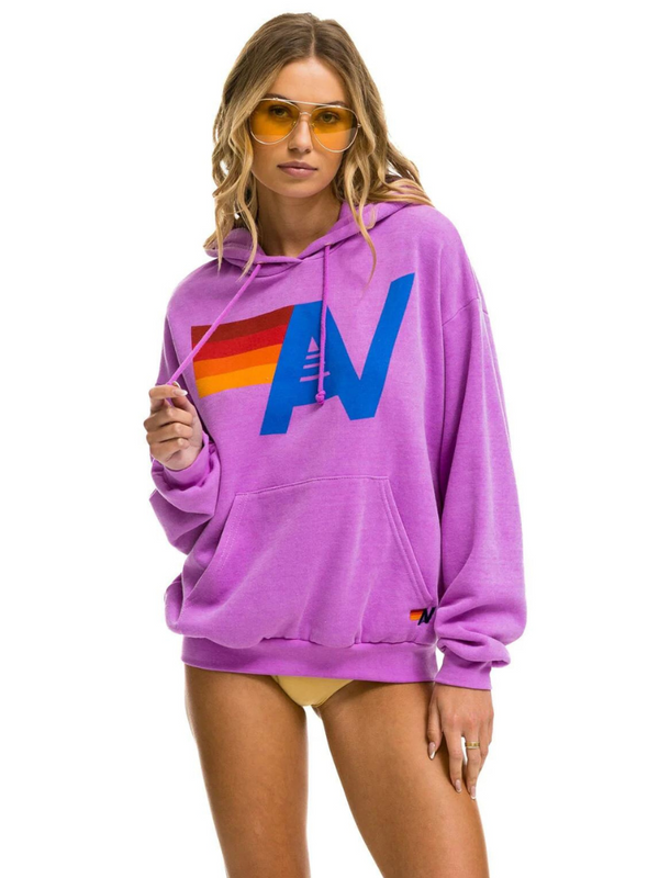 Logo Pullover Hoodie Relaxed Neon Purple
