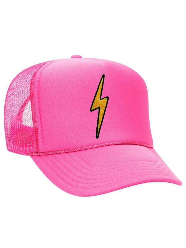 Vintage Bolt Trucker Hat Neon Pink