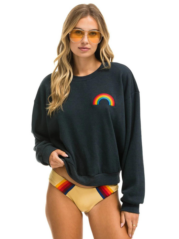 Aviator Nation Rainbow Embroidery Relaxed Crew