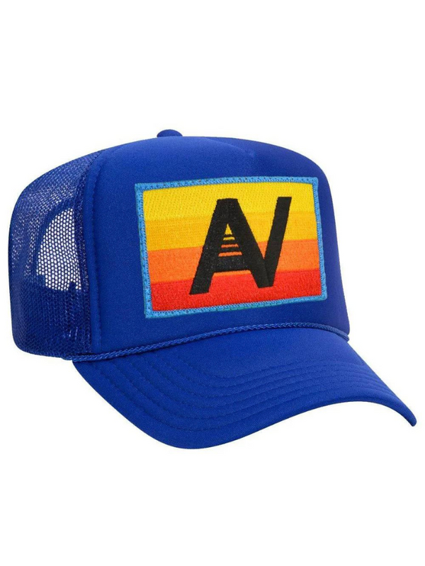 Rainbow Logo Trucker Hat Royal Blue