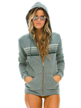 Grey Stripe Hoodie Heather Grey