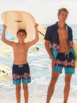 Boys Swim Shorts Palm Tree Color Block