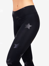 Black Foil Star Leggings
