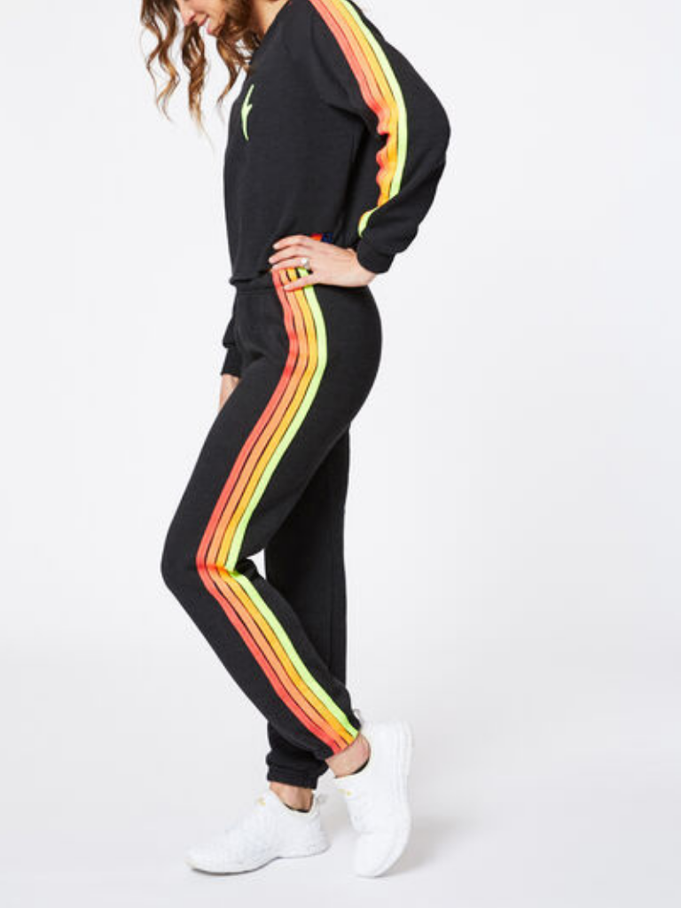 Black Neon Stripe Sweatpants