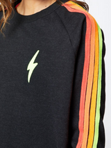 Crop Crew Black with Neon Stripes