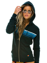 5 Stripe Hoodie Charcoal Blue Stripes