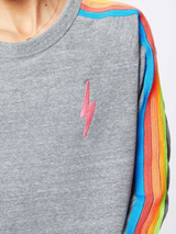 Neon 5 Stripe Crop Crew Sweatshirt