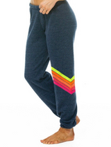 Heather Navy Neon Chevron Sweatpant