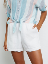Leighton Cotton Gauze Short White