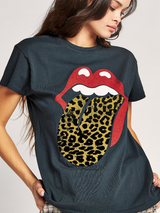 Rolling Stones Flocked Leopard Tongue Tour Tee