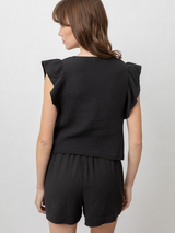 Miley Black Cotton Gauze Top