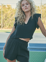 Miley Black Cotton Gauze Top