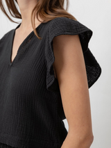 Miley Black Cotton Gauze Top