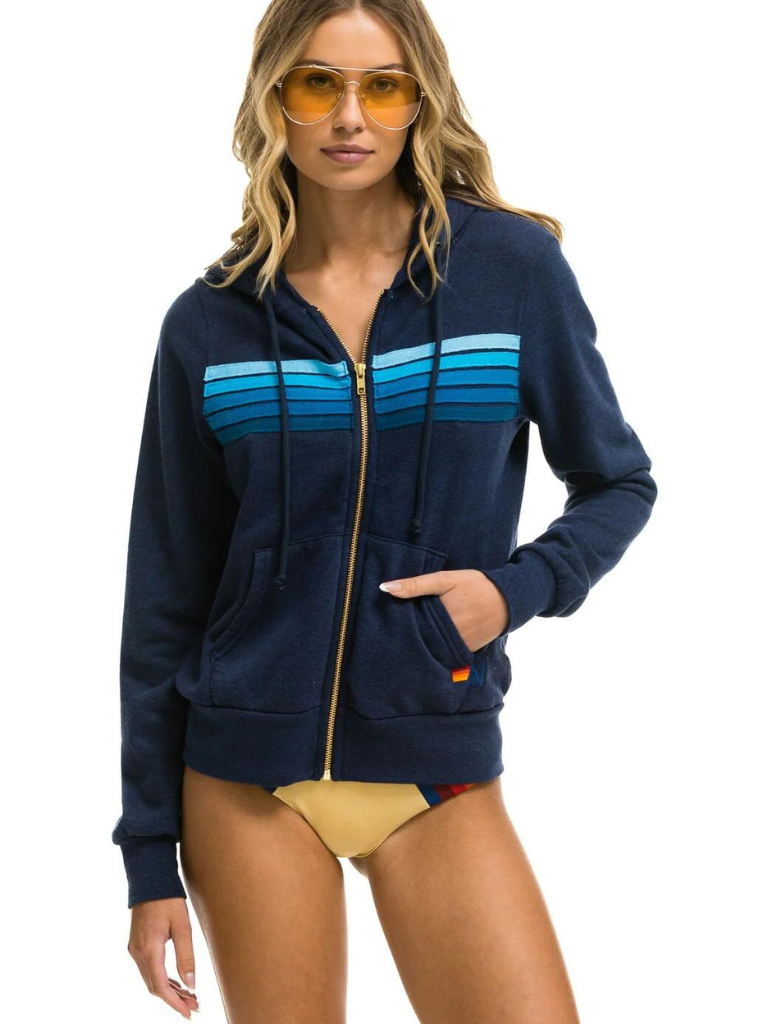 Navy and sales white striped hoodie