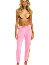 5 stripe sweatpant neon pink