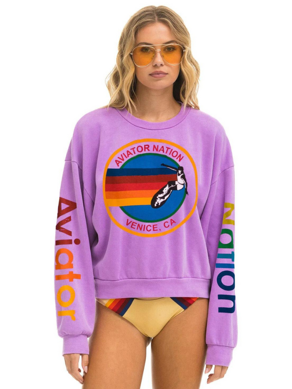 Aviator Nation Logo Relaxed Crew Sweatshirt