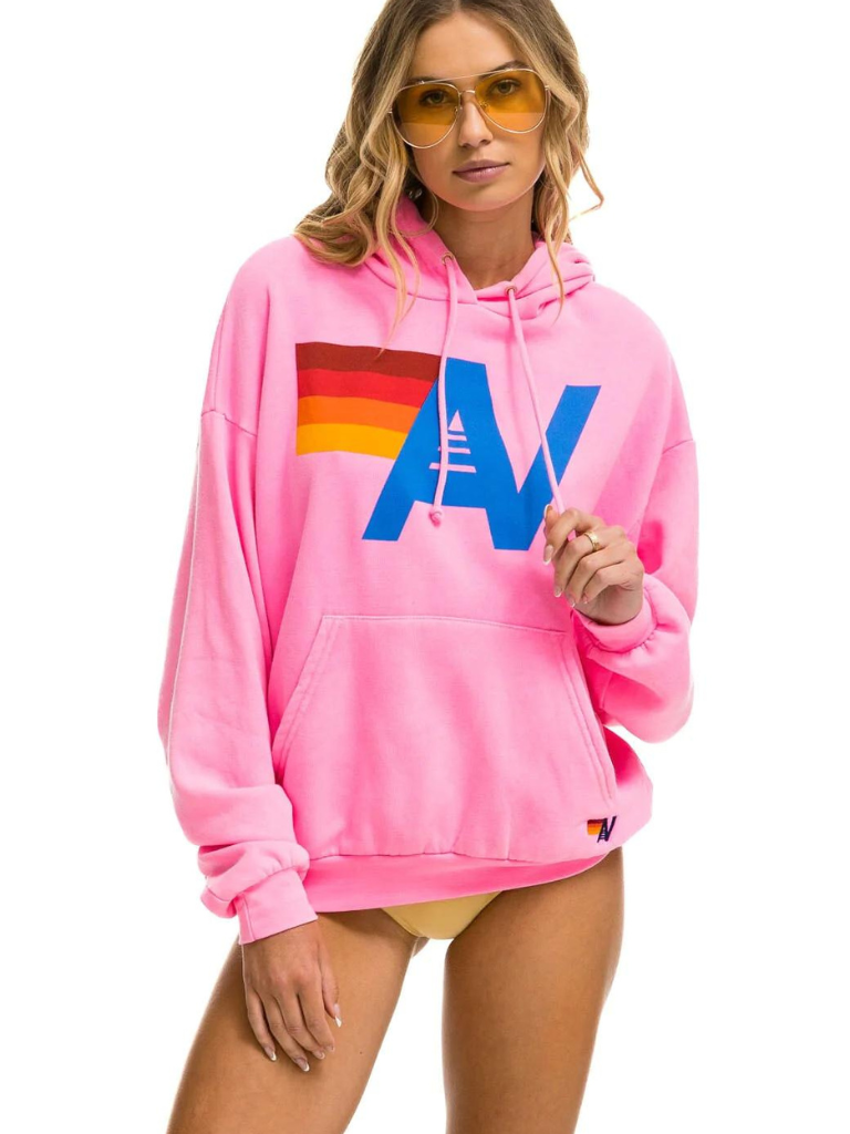 AV Logo Hoodie Relaxed Neon Pink