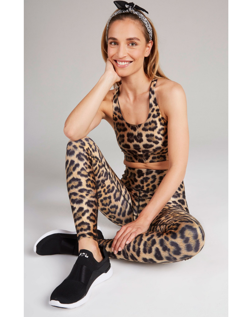 Gold Leopard Print High Waist Leopard Print Gym Leggings With