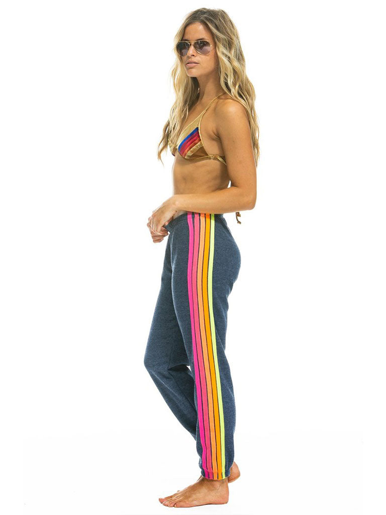 5 Stripe Sweatpant Heather Navy/Rainbow Bolt