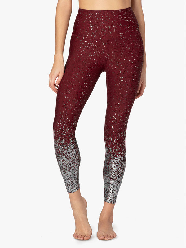 Beyond Yoga Alloy Ombre High-Waisted Midi Leggings Black Iridescent Speckle