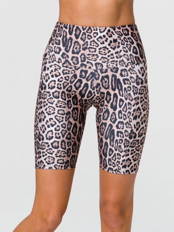 invisiSweat Bike Shorts - High Waisted Blue Leopard