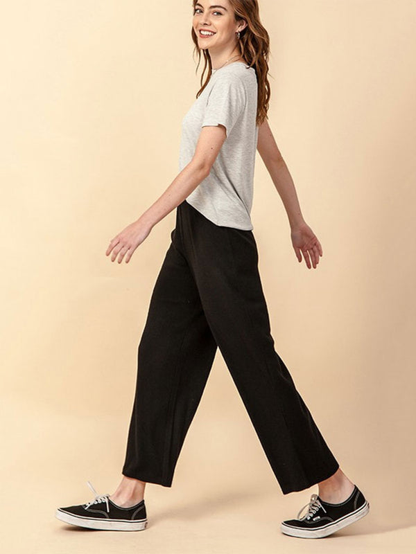 Women's Ribbed Knit Wide Leg Pants Casual Flowing Sweater Pants with  Elastic Waist at  Women's Clothing store