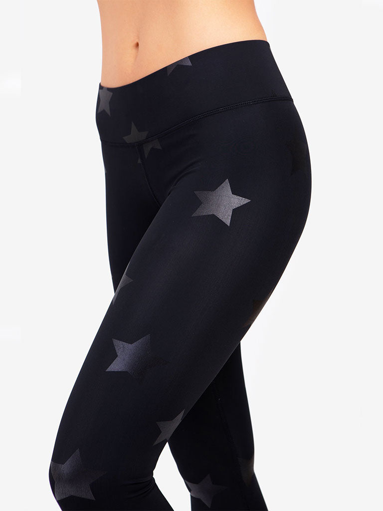 Terez Women's Steel Star Print Leggings Gray XL