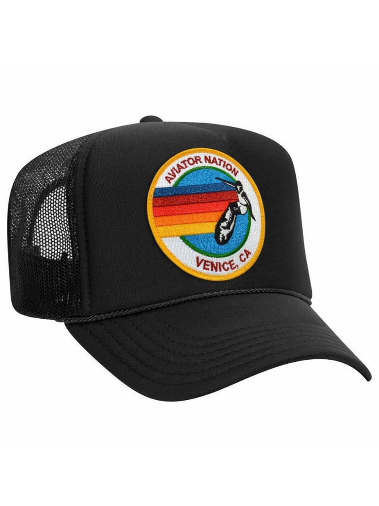 Black Trucker Hat Rainbow AN Logo